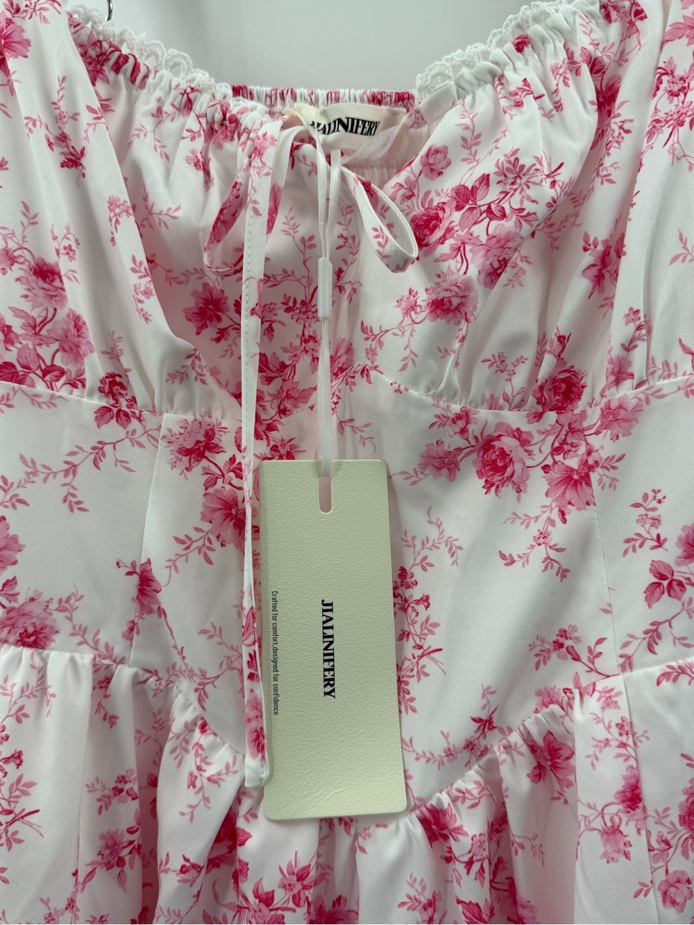 Floral Pink Midi Sundress with Tie Front - - Picture 15 of 16